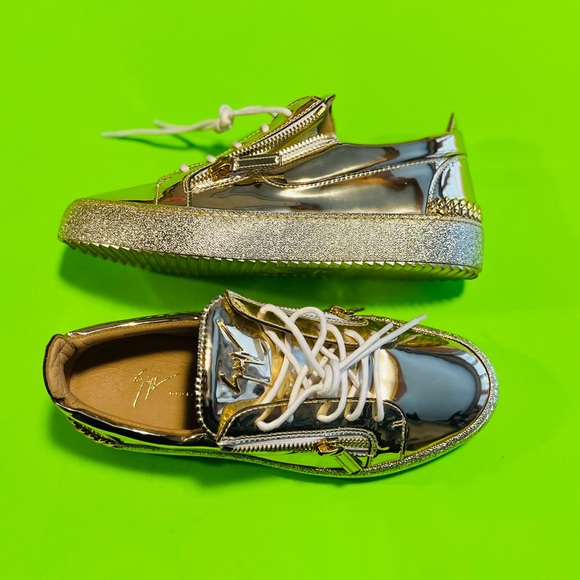 Giuseppe Zanotti Metallic Gold Low Top Men’s Sneakers Size 42 - Picture 1 of 7